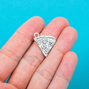 6 Silver Tone Pewter PIZZA Food Charm Pendants chs0163