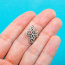 10 Antiqued Silver Pewter Small SCROLL CROSS Charm Pendants . chs0305