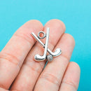 8 Crossed GOLF CLUBS and Ball Charm Pendants  25x22mm . chs0351