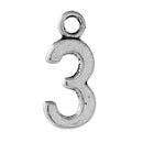 6 Silver Plated Number 3 (three) Charms, 15mm tall, about 5/8" chs2283