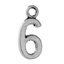 6 Silver Plated Number 6 (six) Charms, 15mm tall, about 5/8" chs2286