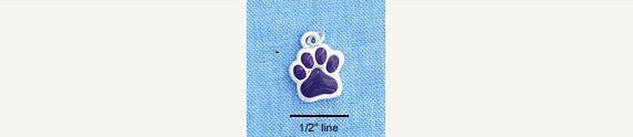 1 silver plated enamel PURPLE PAW Print Charm  che0307