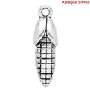 6 CORN MAIZE Antique Silver Tone Metal Charm Pendants . chs0390