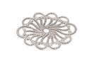 4 Silver Plated Small Oval Filigree, 27mm x 20mm, fil0057