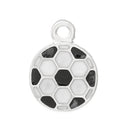 4 Small Silver and Black Enamel SOCCER BALL Football Futball Charm Pendants Che0125
