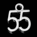 6 Number 55 Charms, Silver Plated Pendants, number fifty five, chs1884