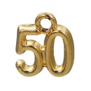 6 Gold Plated Number 50 (Fifty) Charms, 12mm, about 1/2" chg0414a
