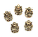 6 Antique Gold OWL Charm Pendants, double sided, 3/4" chg0257