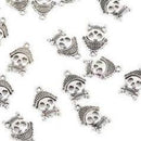 10 PIRATE SKULL Charms, silver tone skeleton pendant, 3/4"  chs1697