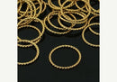 10 Gold Brass Metal Ring Connectors . Twisted rope design . 25mm CHG0015