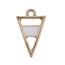 5 Gold Plated ARROWHEAD TRIANGLE Pendants Charms, white enamel, gold plating, 21x13mm, chg0530