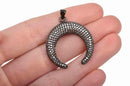 BLACK Double Horn Pendant with Rhinestones, Crescent Horn, Pavé Pendant, Upside Down Moon, 29mm (1-1/8") chs2890