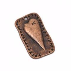 10 MENDED HEART Charm Pendants, copper metal, broken heart charms, rustic mending heart, 27x15mm, chc0049