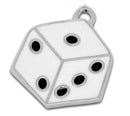 4 Silver Tone Enamel Dice Charm Pendants 28x22mm che0180