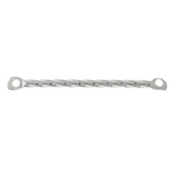 100 Silver Plated TWISTED BRAIDED Metal Bar Column Charm Connector Links, 25x2mm, chs2411