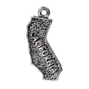 8 CALIFORNIA STATE Cutout Charm Pendants, textured silver tone metal, chs2440
