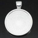 5 Silver Plated Bezel TRAYS for Resin, Cabochons, bright silver, textured, fits 25mm (1") inside tray chs2447