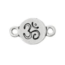 10 Antique Silver Carved OM Circle Charm Connector Links, 17x10mm  chs1433