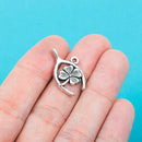 10 LUCKY CHARM Wishbone and 4-Leaf Clover Pewter Charm Pendants . chs0222