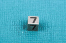 NUMBER 7 Sterling Silver Block Bead, Square Cube, 4.5mm, pms0331