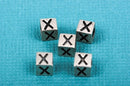 Alphabet LETTER X Sterling Silver Alphabet Block Bead, Square Cube, 4.5mm, pms0327