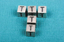 Alphabet LETTER T Sterling Silver Alphabet Block Bead, Square Cube, 4.5mm, pms0324