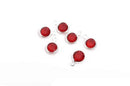 6 GARNET RED Rhinestone Faceted Circle Charms, 8mm Silver Drop Charms, Crystal Glass in Silver Plated Bezel, January Birthstone, chs2924