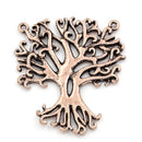 2 Antique Bright Copper Connector Charms Findings - TREE OF Life . 33mm x 29mm chc0005