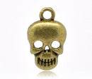 6 Antique Bronze Tone Metal SKULL Charms 17x10mm chb0238