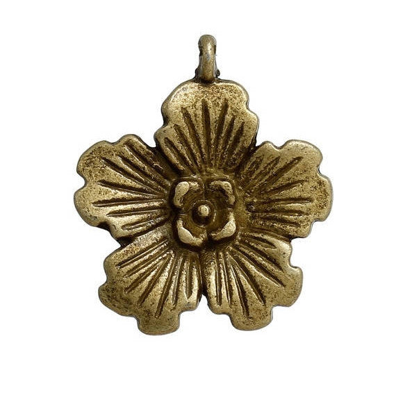 10 Bronze FLOWER Charm Pendants, antiqued bronze metal, 21x18mm, chb0442