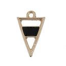 5 Gold Plated ARROWHEAD TRIANGLE Pendants Charms, black enamel, gold plating, 21x13mm, chg0540