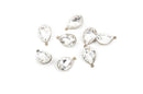 2 Rhinestone Teardrop Drop Charm Pendants, bronze bezel setting, faceted crystal glass, 3/4" long chb0317