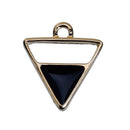 5 Gold Plated ARROWHEAD TRIANGLE Pendants Charms, black enamel, 18x16mm, chg0535