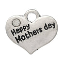 20 Antique Silver Rhinestone "Happy Mother's Day" Heart Charm Pendants 16x14mm chs2296b