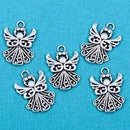 8 Filigree ANGEL Charm Pendants, silver tone metal, 3/4" tall chs1612