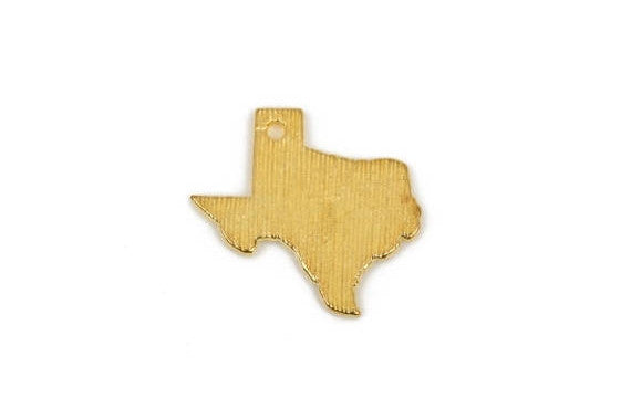 4 TEXAS STATE Cutout Charm Pendants, textured bright gold tone metal, chg0427