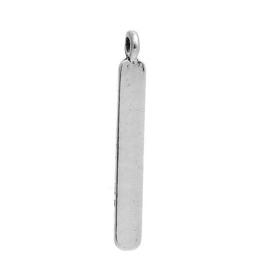 20 Silver Tone BAR Charm Pendant, simple accent, minimalist long charm, column charm, stamping blank, 28x4mm, chs2809