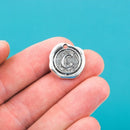 6 Letter C Wax Seal Charms, Monogram Initial Alphabet Stamped, antique silver metal,  18mm, 3/4" diameter chs1922