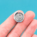 6 Letter S Wax Seal Charms, Monogram Initial Alphabet Stamped, antique silver metal,  18mm, 3/4" diameter chs1938