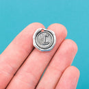 6 Letter L Wax Seal Charms, Monogram Initial Alphabet Stamped, antique silver metal,  18mm, 3/4" diameter chs1931