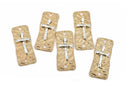 20 CROSS Charms Pendants, 2 hole bracelet connector links, gold base with silver cross, rustic hammered metal rectangle, 37x15mm, chg0423b