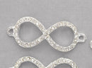 2 Rhinestone BRIGHT SILVER Infinity Connector Charms 1-5/8" long . Chs0412