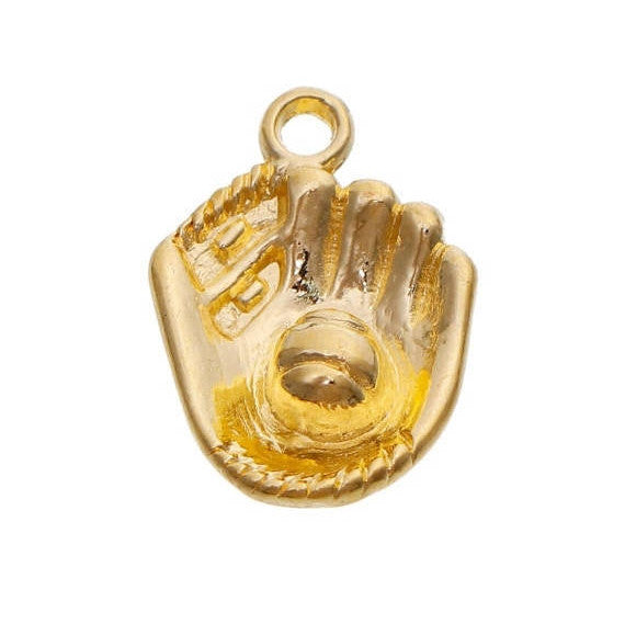 20 Gold Plated Baseball Glove Charms, 21x15mm, bulk pack, chs2885b