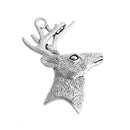 2 DEER BUCK Pendant Charms, stag, large reindeer, silver tone metal,  2-3/8" chs2687