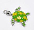 4 Green Enamel Turtle Charm Pendants. CHE0106