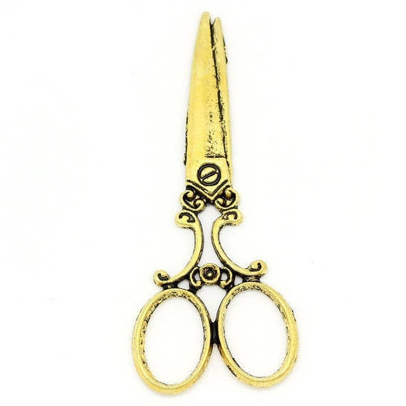 Large Antique GOLD SCISSORS Charm Pendants . 4 pieces chg0007