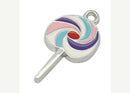 4 Silver Metal Enamel LOLLIPOP CANDY Charm Pendants  Che0003
