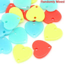 25 Opaque Acrylic HEARTS 2-hole Charms . 25mm x 24mm . mixed colors cha0050