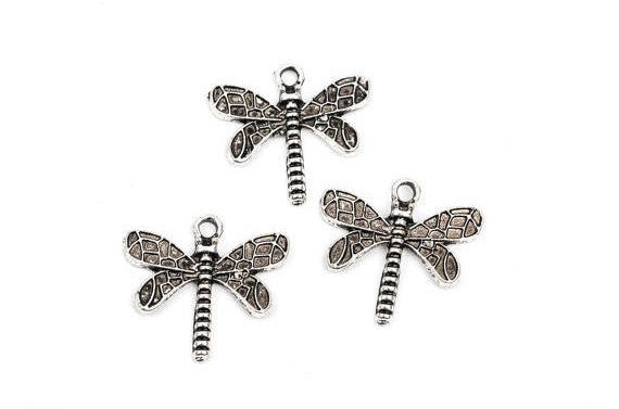 10 Silver DRAGONFLY Charm Pendants, chs1814