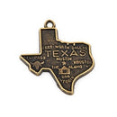 8 TEXAS STATE Cutout Charm Pendants, bronze tone metal, chb0369
